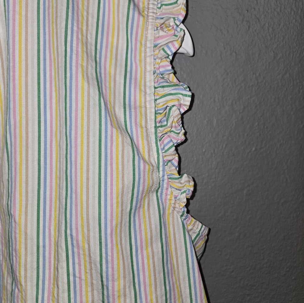 J Crew Factory Multi Color Pinstripe Ruffle Blouse Size 18 - Picture 10 of 15